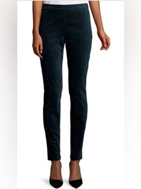 Theory Oslo Corduroy Women's Skinny Ponte Pants in Dark Green Poplar Size 4